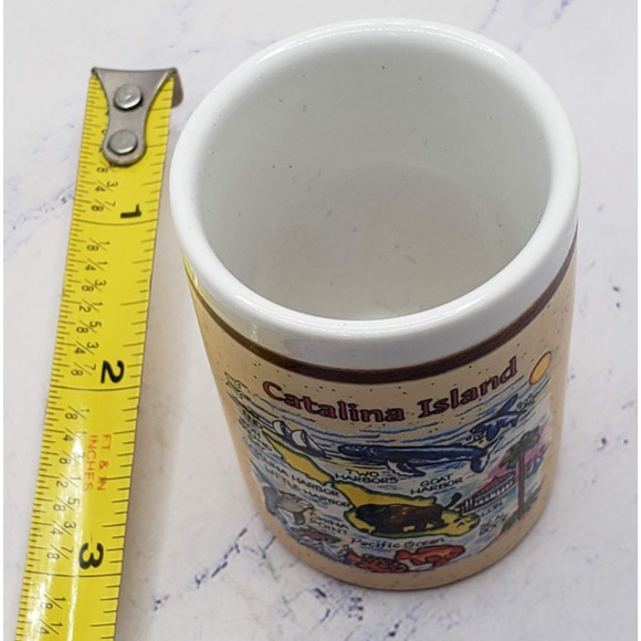 Catalina Island Souvenir Miniature Beige Vintage Ceramic Toothpick Holder - Picture 7 of 8